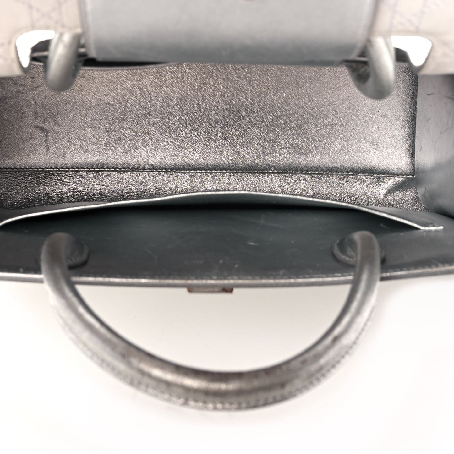 Metallic Goatskin Medium Diorever Flap Silver