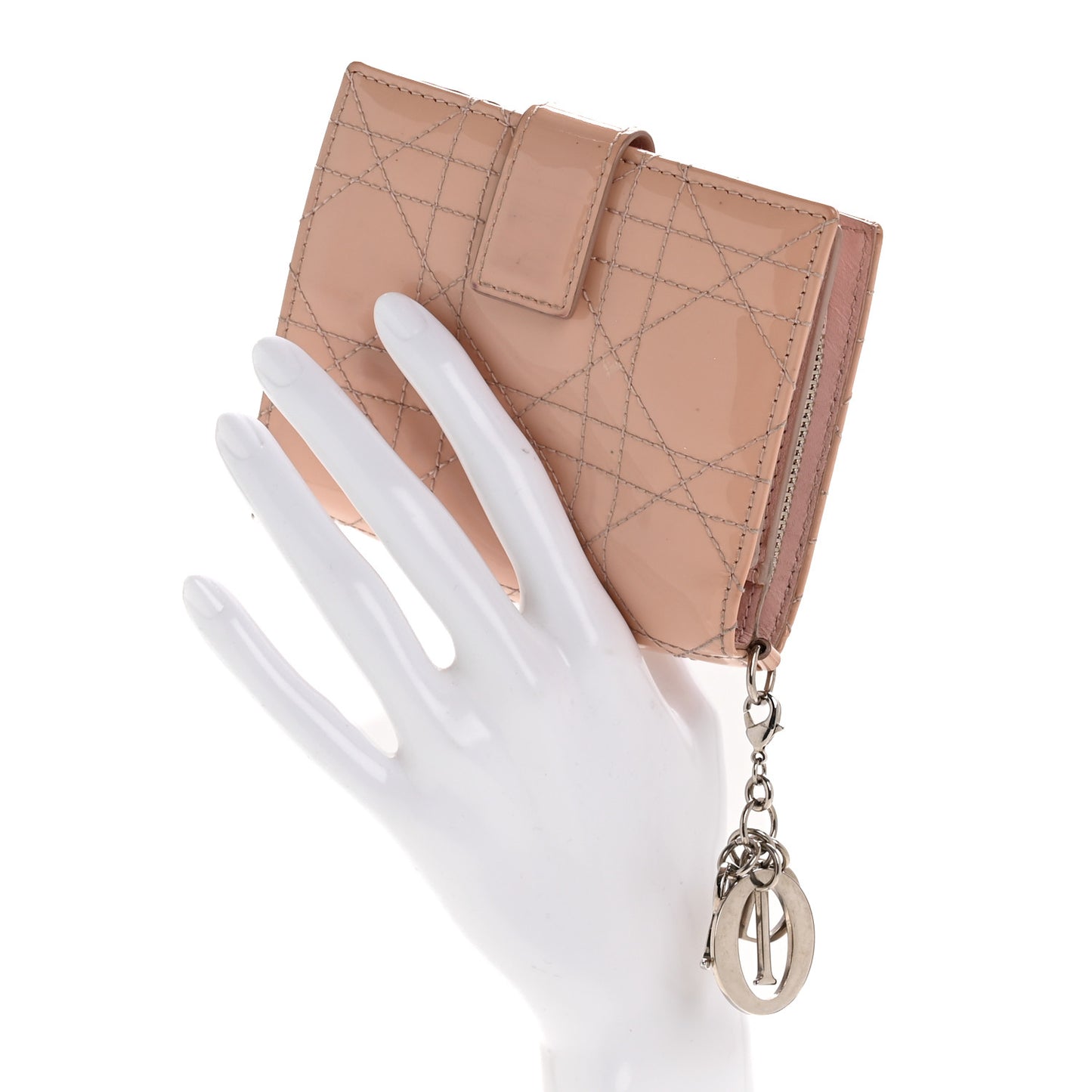 Patent Cannage Lady Dior Eden Wallet Rose Clair