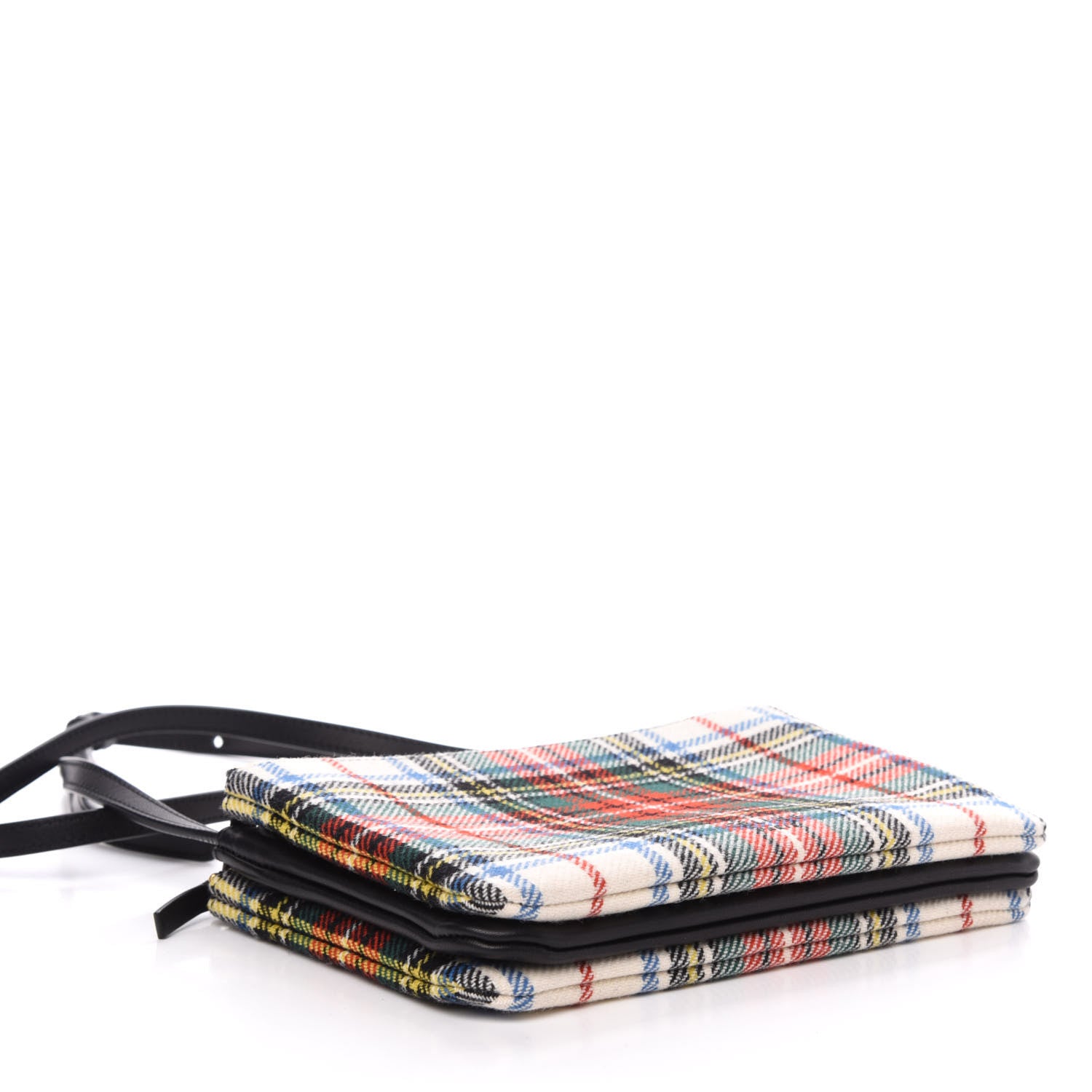 Celine Tartan Felt Plaid Small Trio Crossbody Bag Red Blue 4 of 11