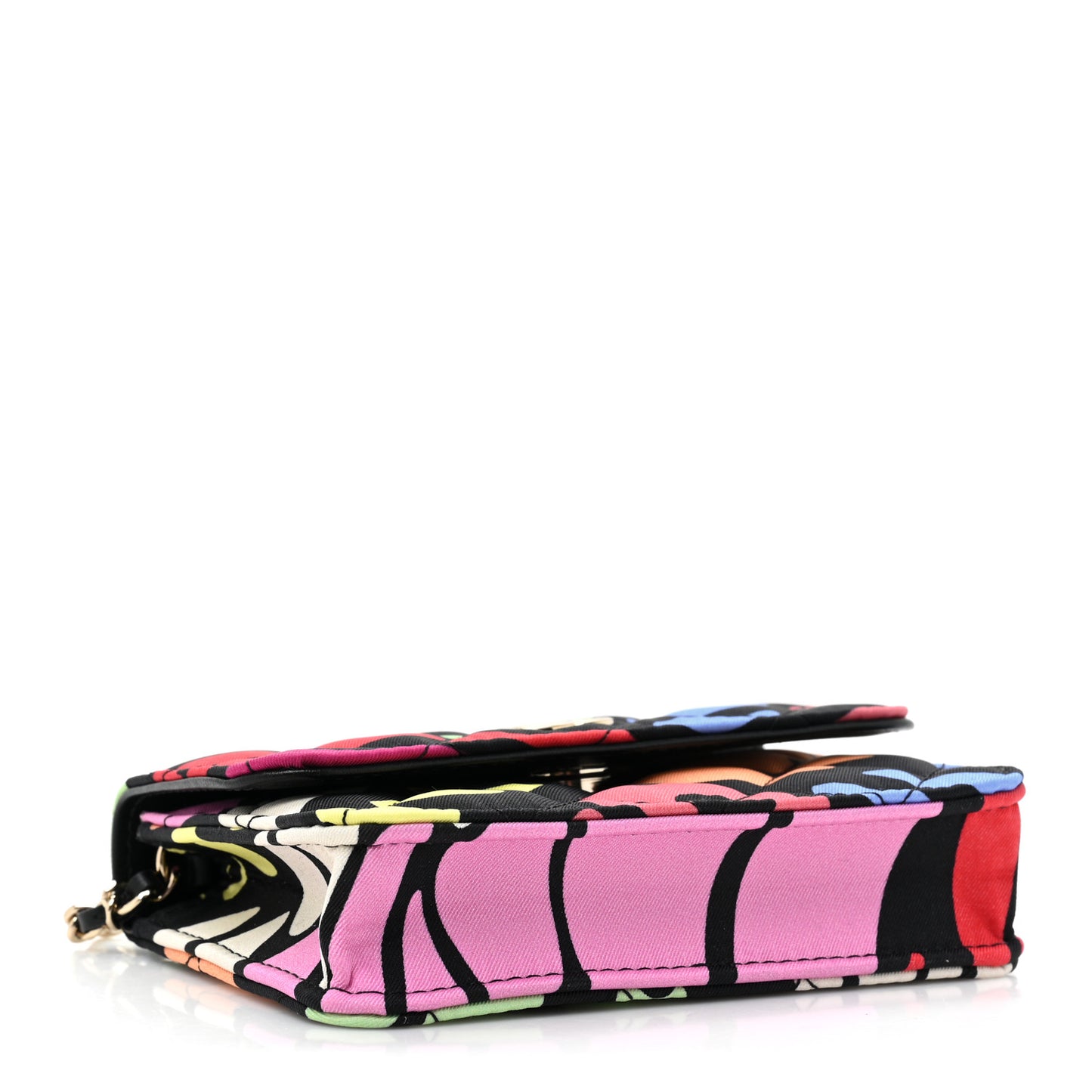 Canvas Printed CC Mini Clutch With Chain Multicolor