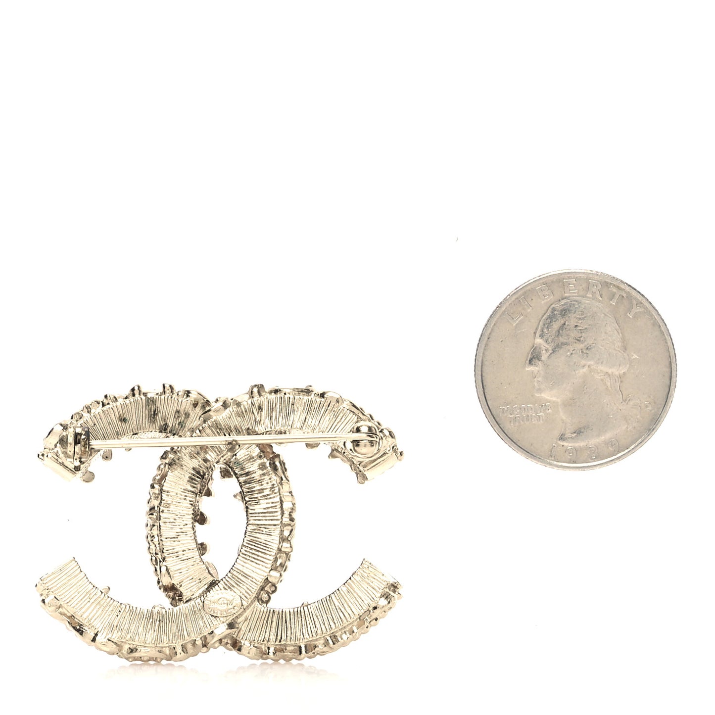 Enamel CC Baroque Brooch Black Gold