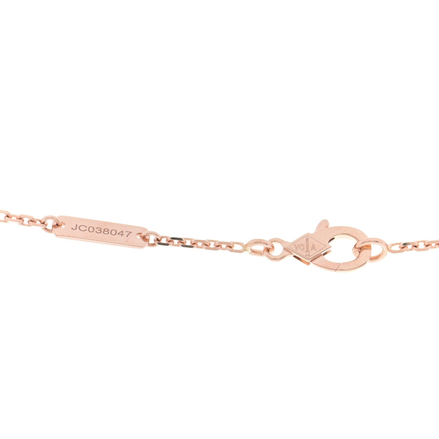 18K Rose Gold Diamond Rhodonite Vintage Alhambra Pendant Necklace
