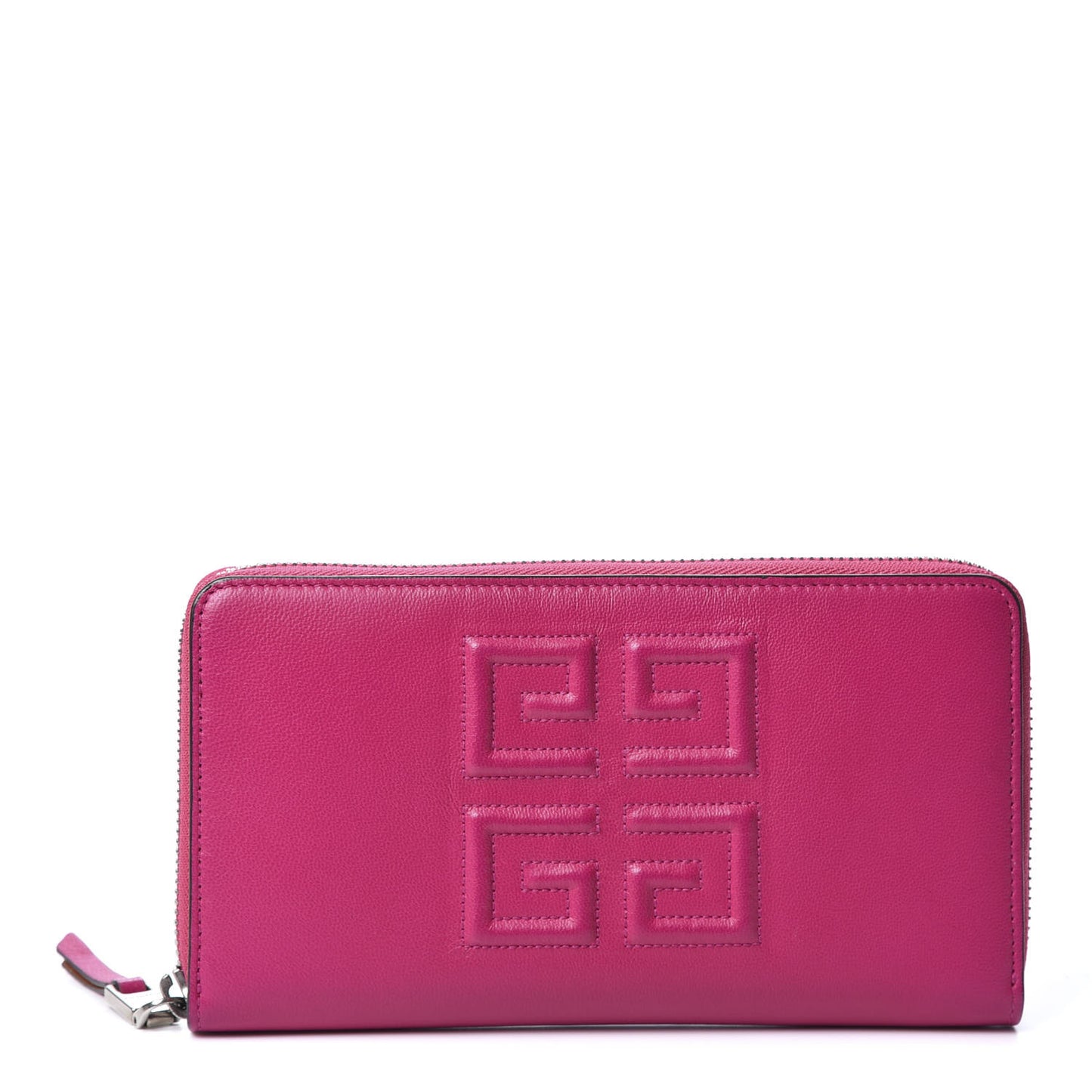 Lambskin Logo Zip Around Wallet Fuchsia