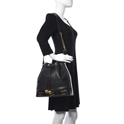 Chanel Caviar CC Drawstring Shoulder Bag Black 2 of 11