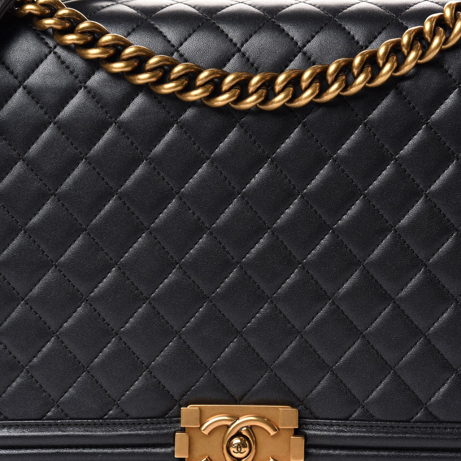 Chanel Iridescent Lambskin Quilted Large Boy Flap Black 10 of 10