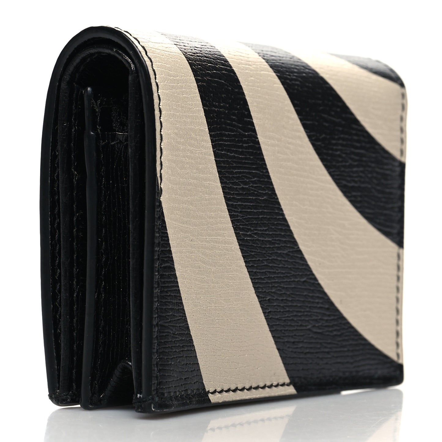 Textured Calfskin Double G Strawberry Card Case Black White