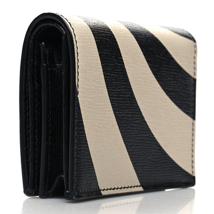 Gucci Textured Calfskin Double G Strawberry Card Case Black White 3 of 10