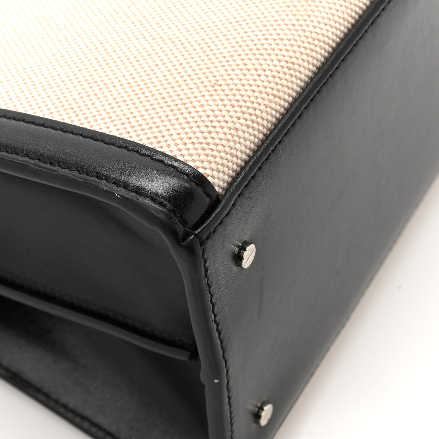 Canvas Calfskin Medium Classic Monogram Cassandra Top Handle Natural Black