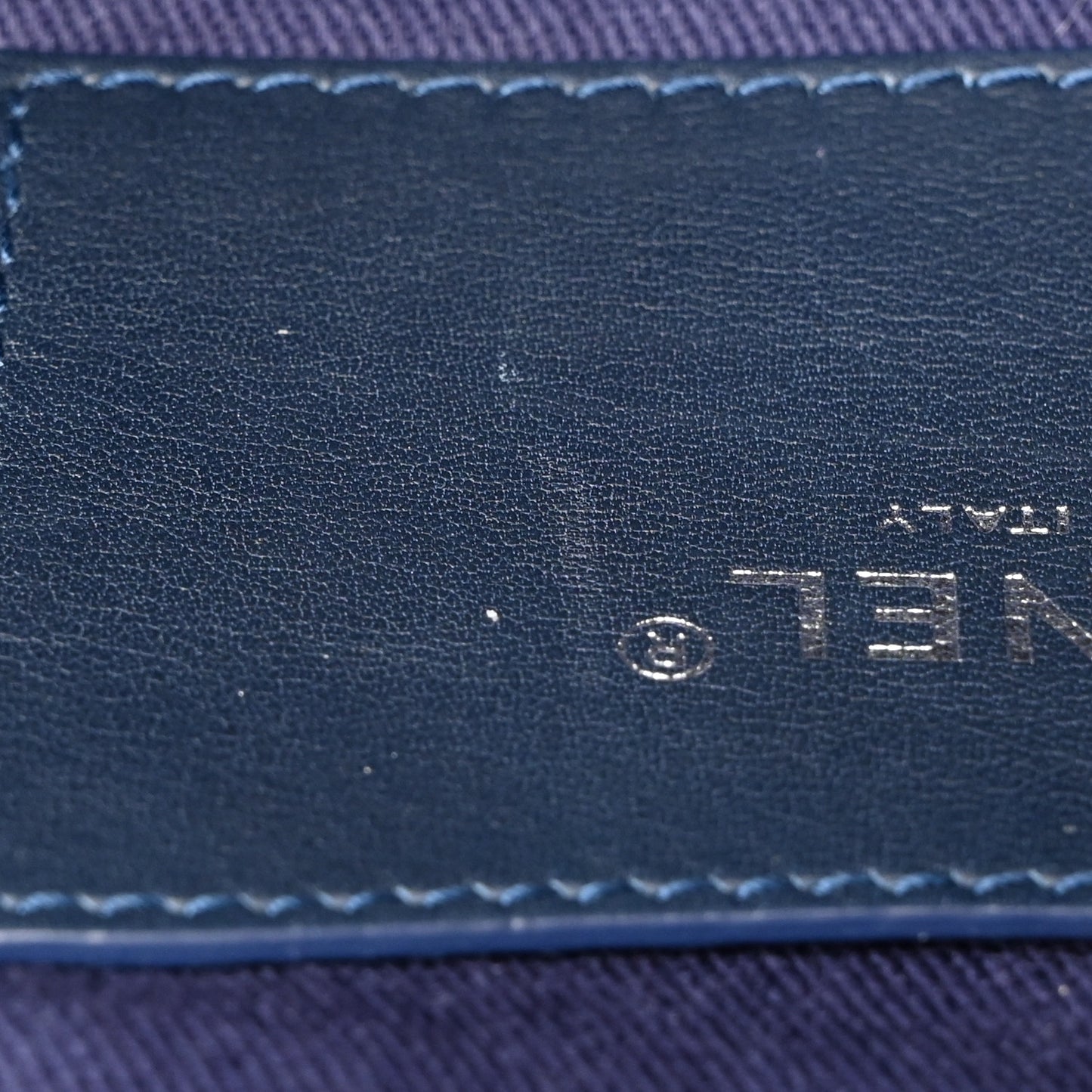 Denim Quilted Camellia Embroidered Medium Flap Blue