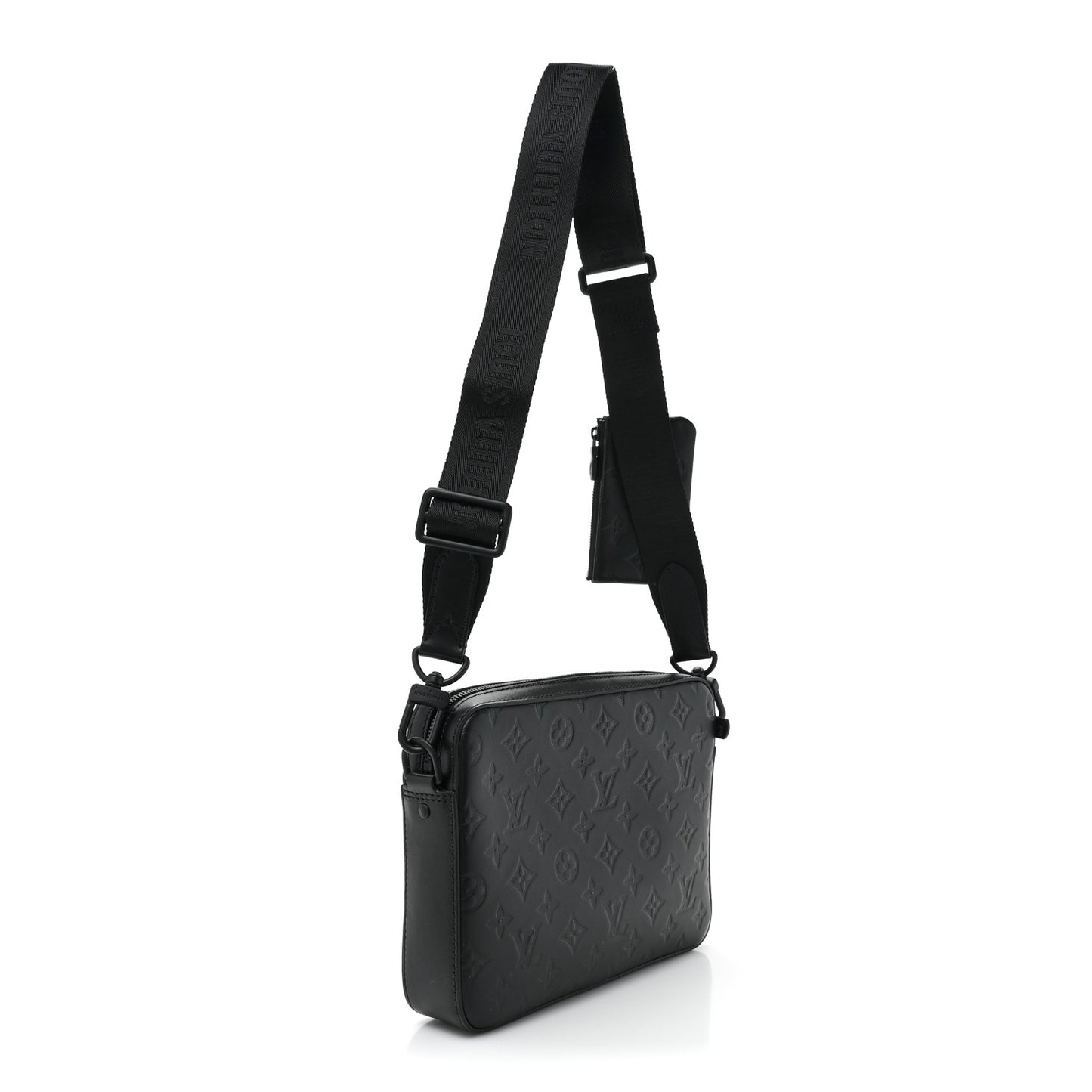 Calfskin Monogram Shadow Duo Messenger Black