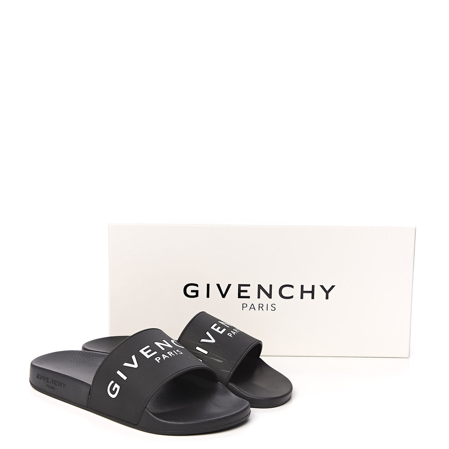 Rubber Logo Pool Slide Sandals 38 Black