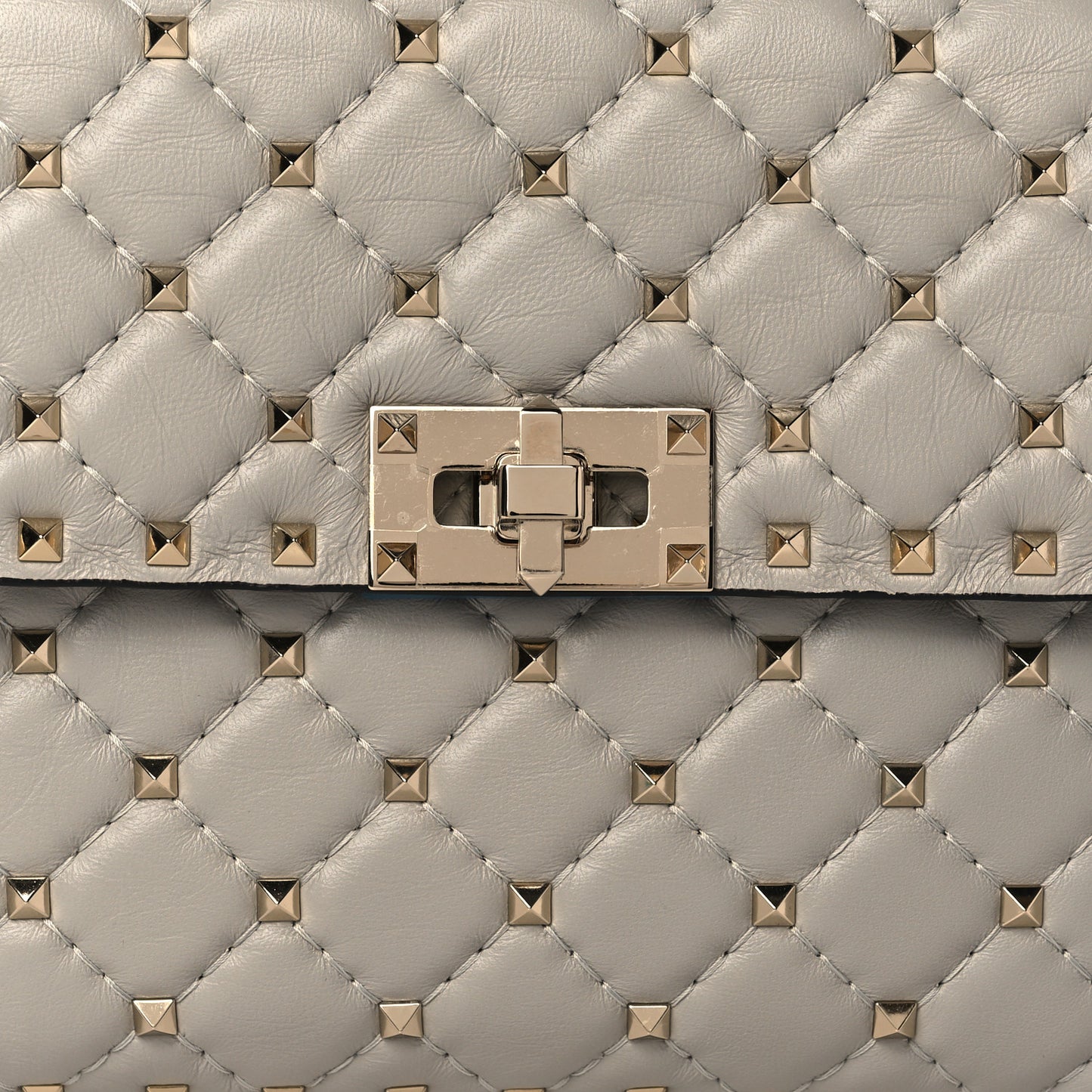 Nappa Medium Rockstud Spike Shoulder Bag Pastel Grey