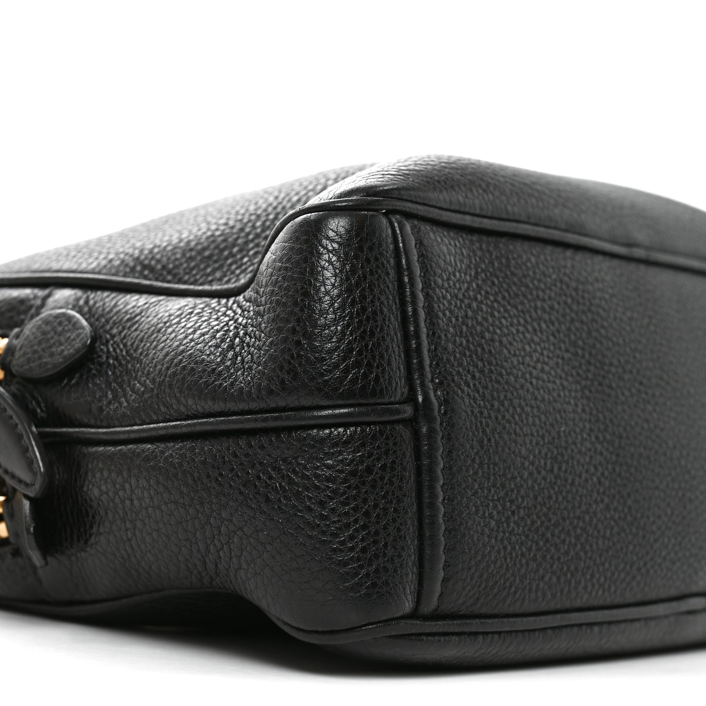 Vitello Daino Medium Double Zip Shoulder Bag Black