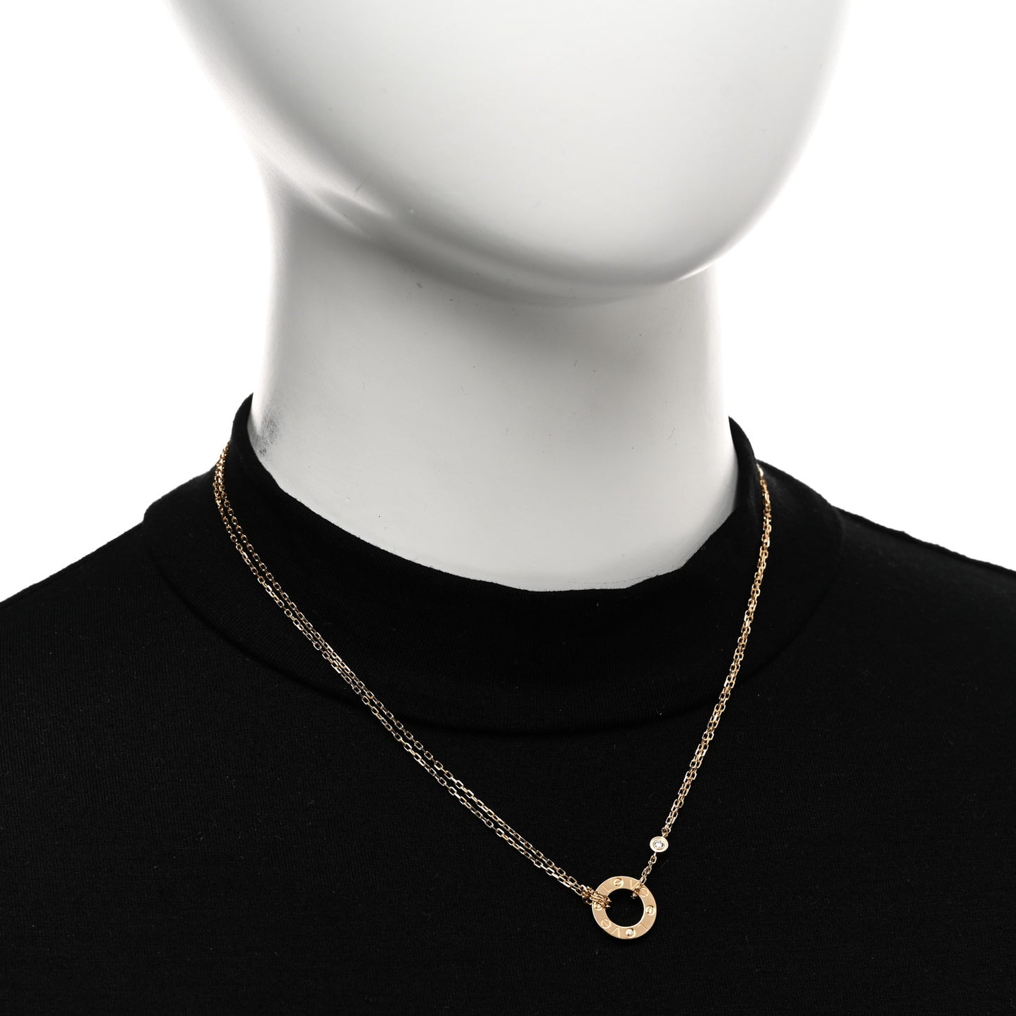 18K Yellow Gold 2 Diamond LOVE Necklace