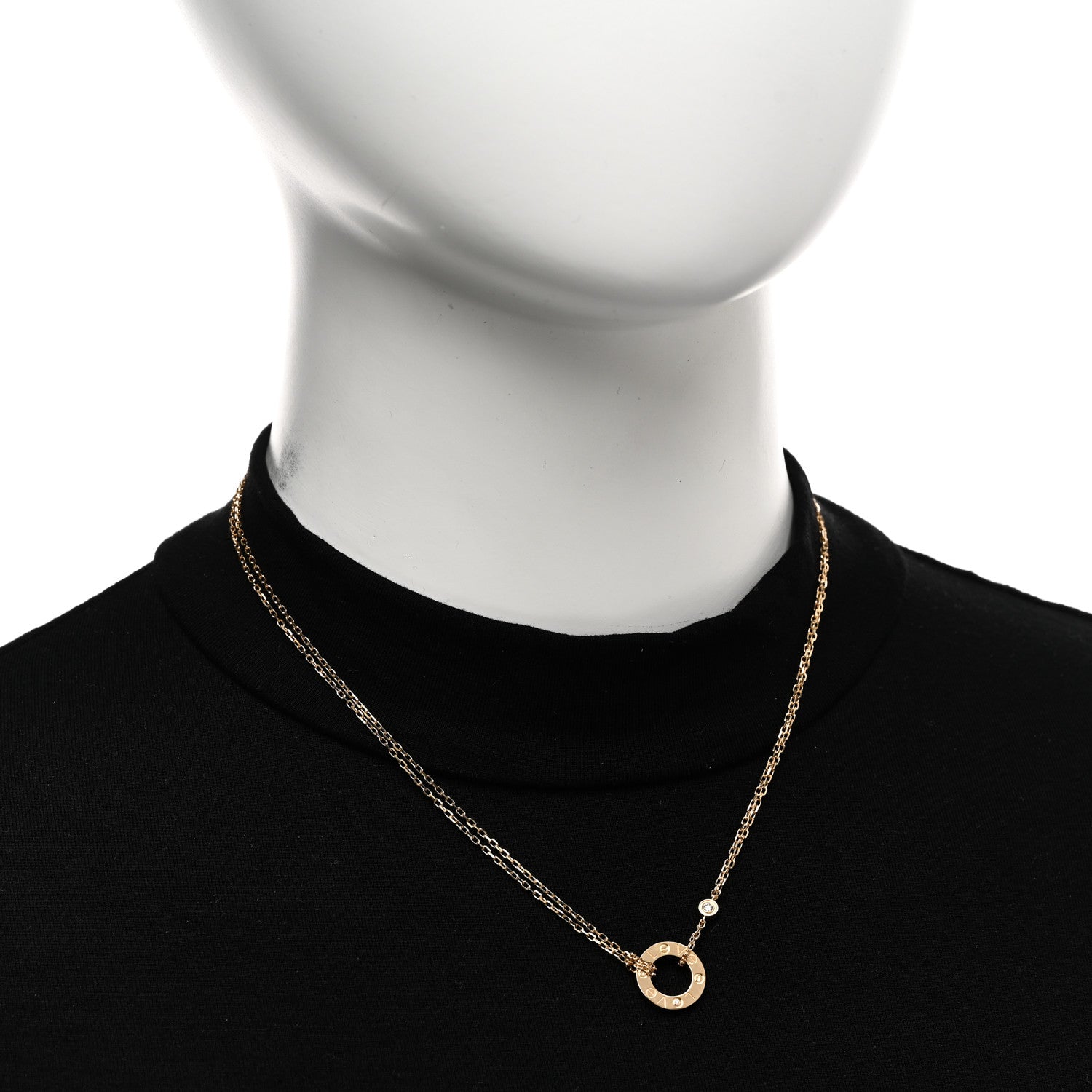 Cartier 18K Yellow Gold 2 Diamond LOVE Necklace 2 of 5