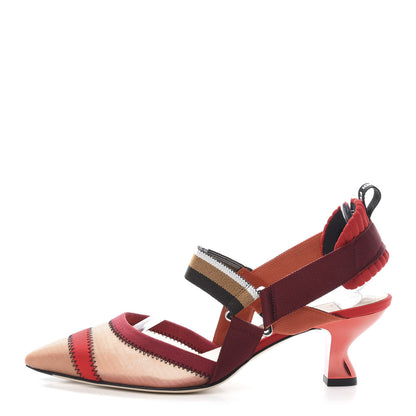 Fendi Technical Mesh Colibri 55mm Slingback Pumps 39.5 Fragola Mou Fango Ruggine 1 of 9
