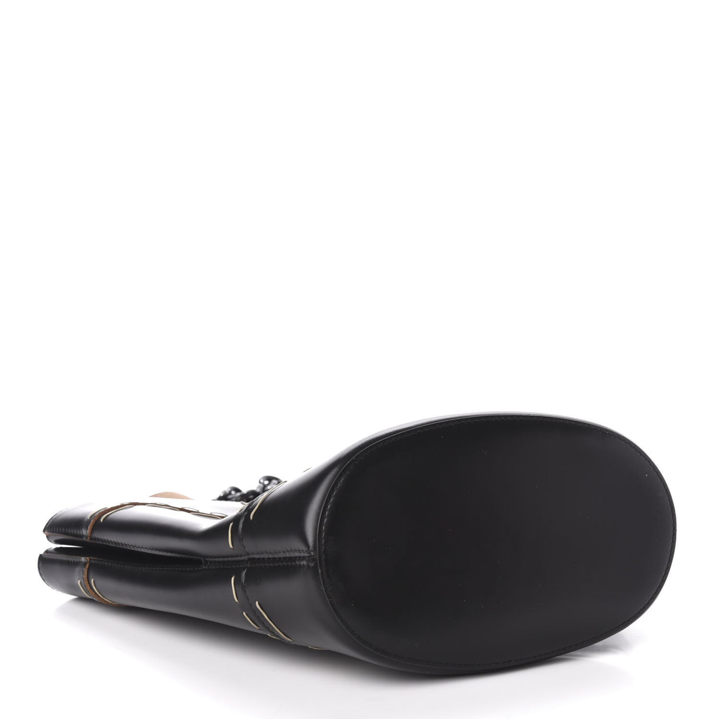 Calfskin Pickstitch Mini Top Handle Bucket Bag Black