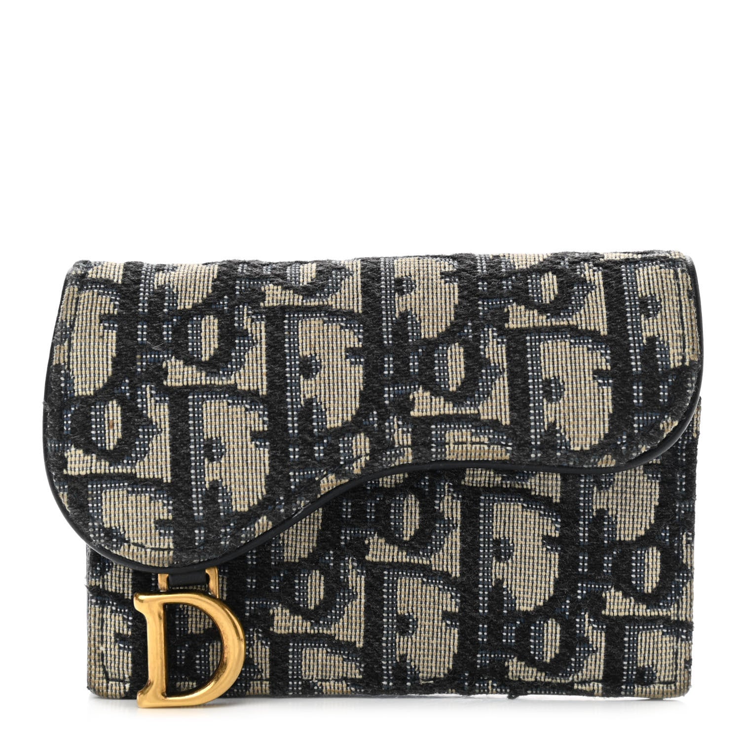Christian Dior Oblique Saddle Card Holder Blue 1 of 9