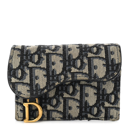 Christian Dior Oblique Saddle Card Holder Blue 1 of 9