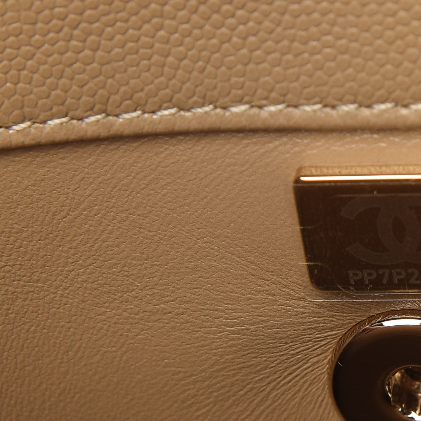 Caviar Lizard Embossed Quilted Mini Coco Handle Flap Dark Beige