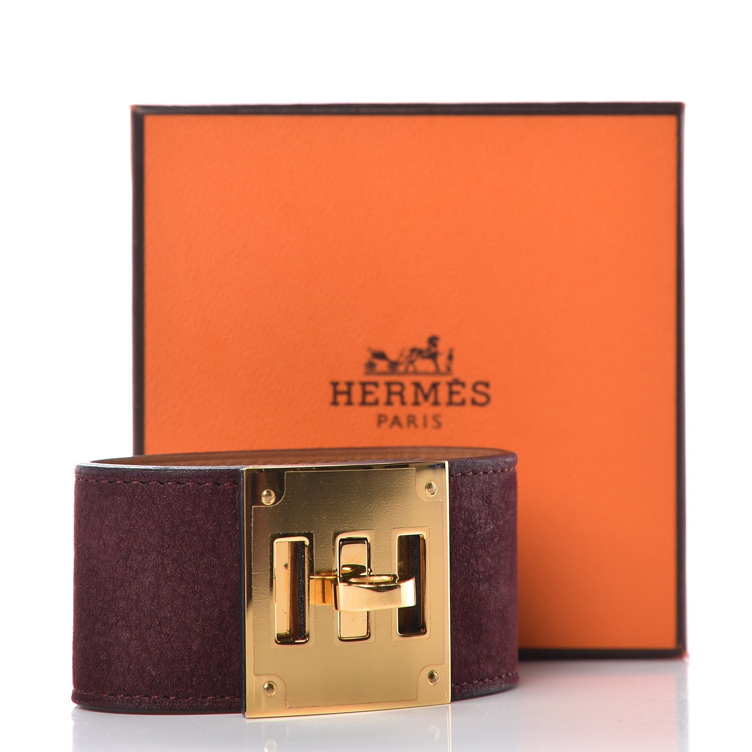 Hermes Taurillon Gaucho Kelly Dog Bracelet Prune 6 of 6