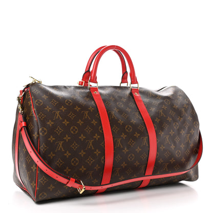 Louis Vuitton Calfskin Monogram Keepall Bandouliere 50 Coquelicot 3 of 8