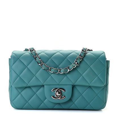 Chanel Lambskin Quilted Mini Rectangular Flap Turquoise 1 of 7