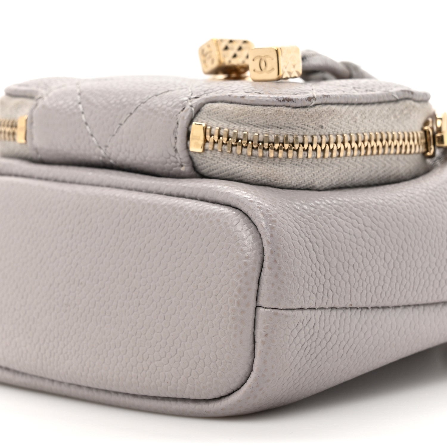 Chanel Caviar Quilted Mini CC Pocket Bucket Bag Grey 9 of 16