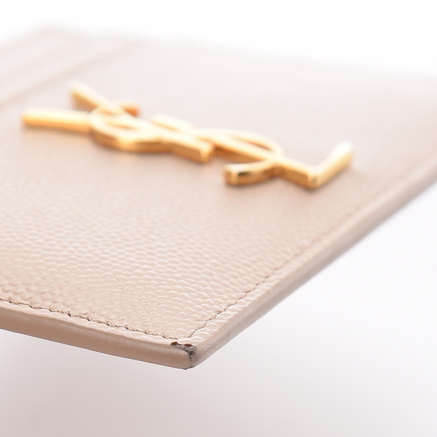 Saint Laurent Grain De Poudre Monogram Credit Card Case Nude Powder 7 of 8