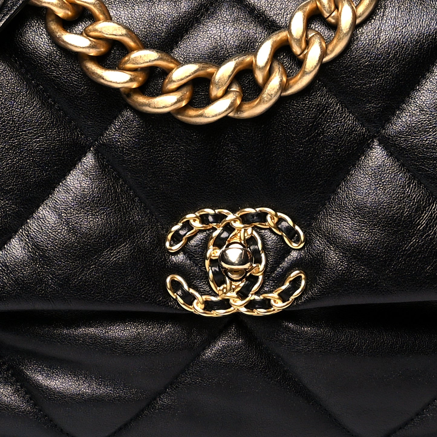 Goatskin Quilted Large Chanel 19 Flap Black