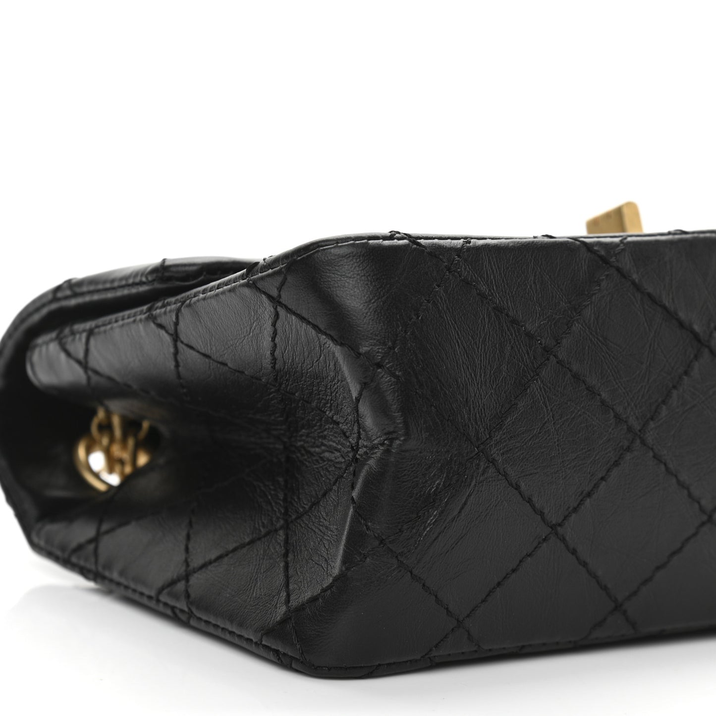 Aged Calfskin Quilted 2.55 Reissue Mini Flap Black