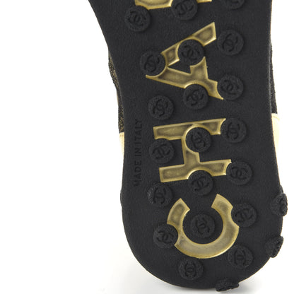 Chanel Metallic Lambskin Satin Finish Womens CC Sneakers 36 Black Gold 6 of 9