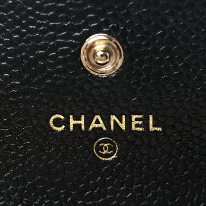 Chanel Caviar Camellia Embossed Card Holder Wallet Black 6 of 8