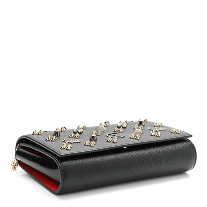 Christian Louboutin Grained Calfskin Spikes Loubinthesky Paloma Wallet On Chain Black Multimetal 8 of 19