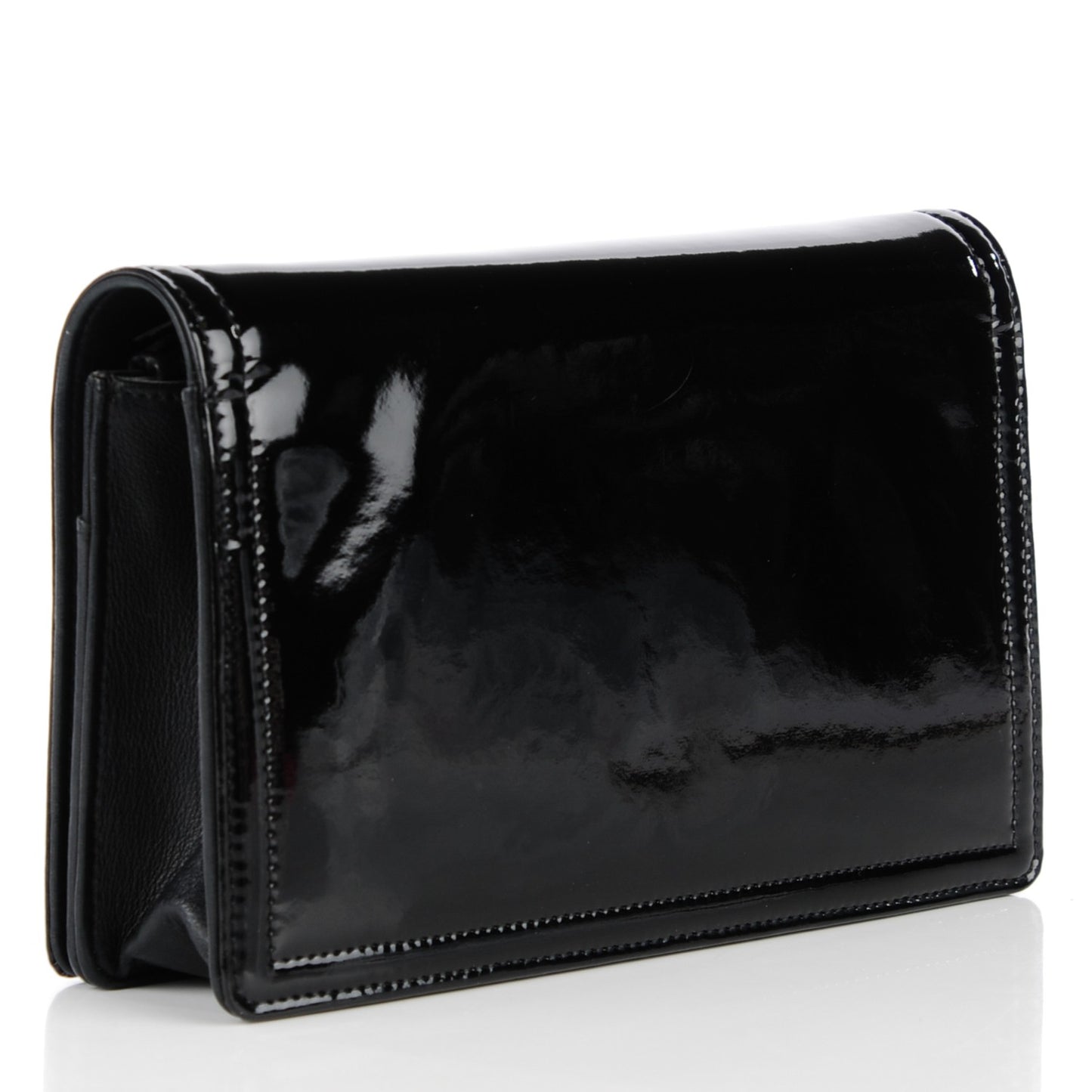 Patent Lipstick Wallet On Chain Black