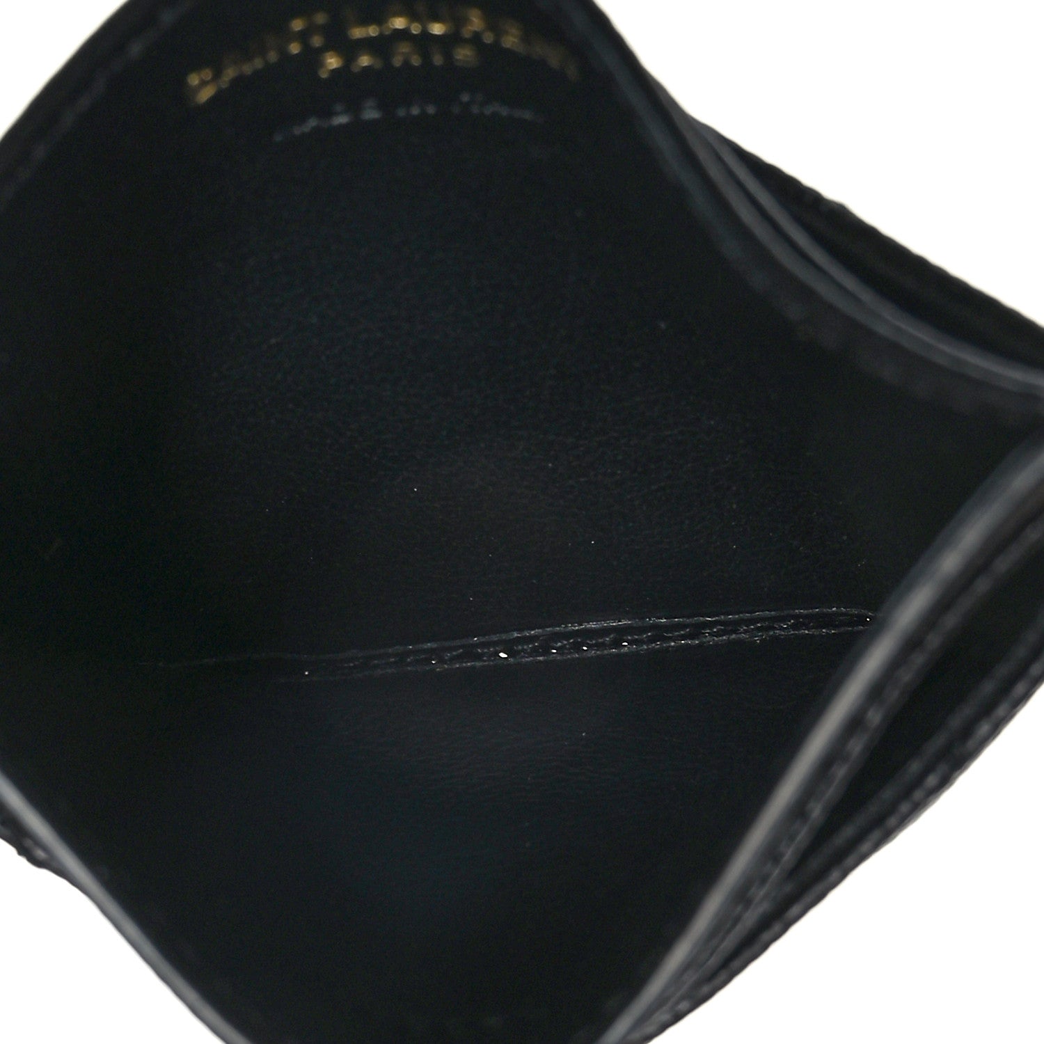 Saint Laurent Grain De Poudre Matelasse Chevron Monogram Credit Card Case Black 5 of 7