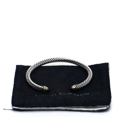 David Yurman Sterling Silver 14K Yellow Gold Black Onyx 5mm Cable Classics Petite Color Bracelet 5 of 5