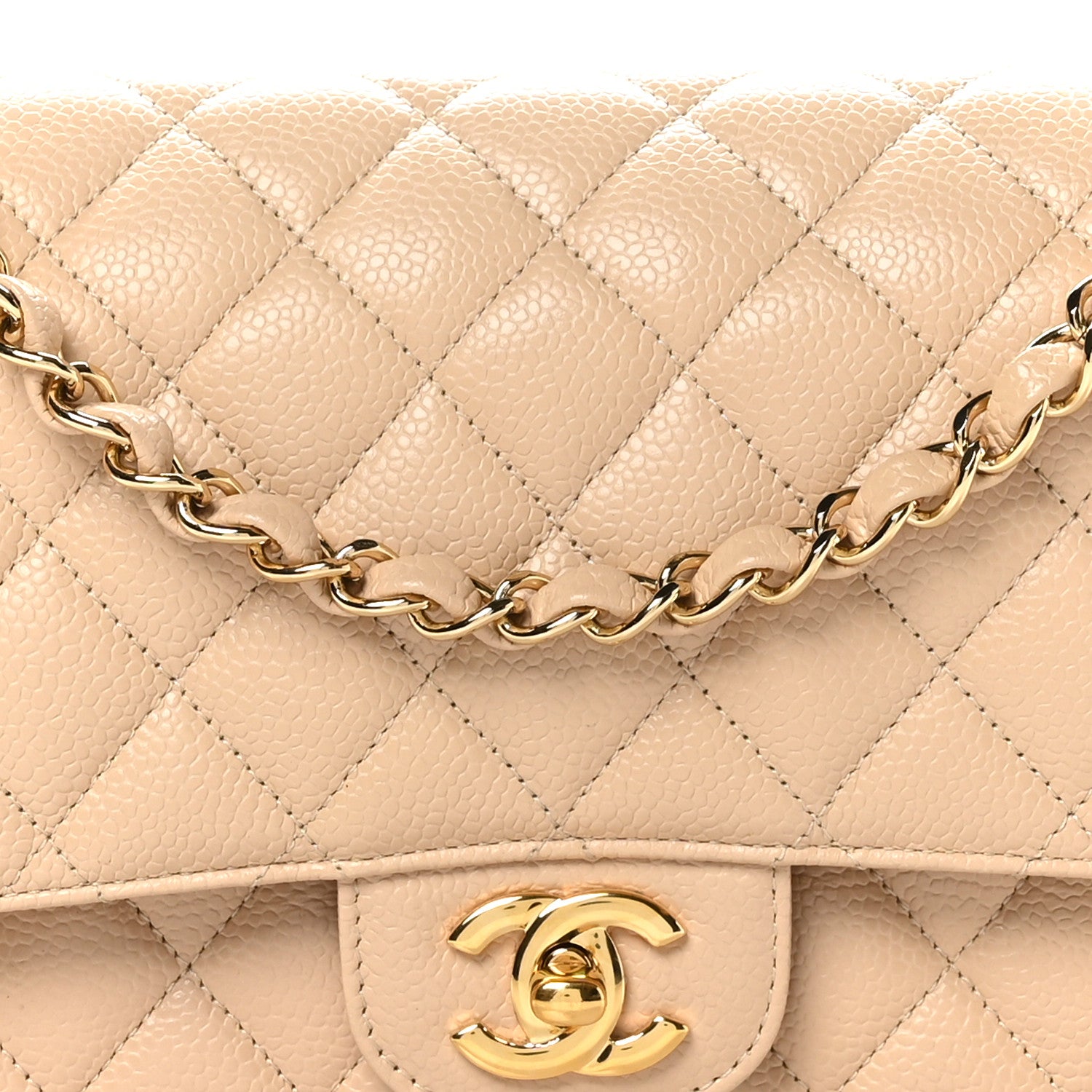 Chanel Caviar Quilted Medium Double Flap Beige 8 of 10