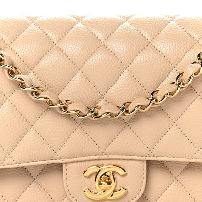 Chanel Caviar Quilted Medium Double Flap Beige 8 of 10