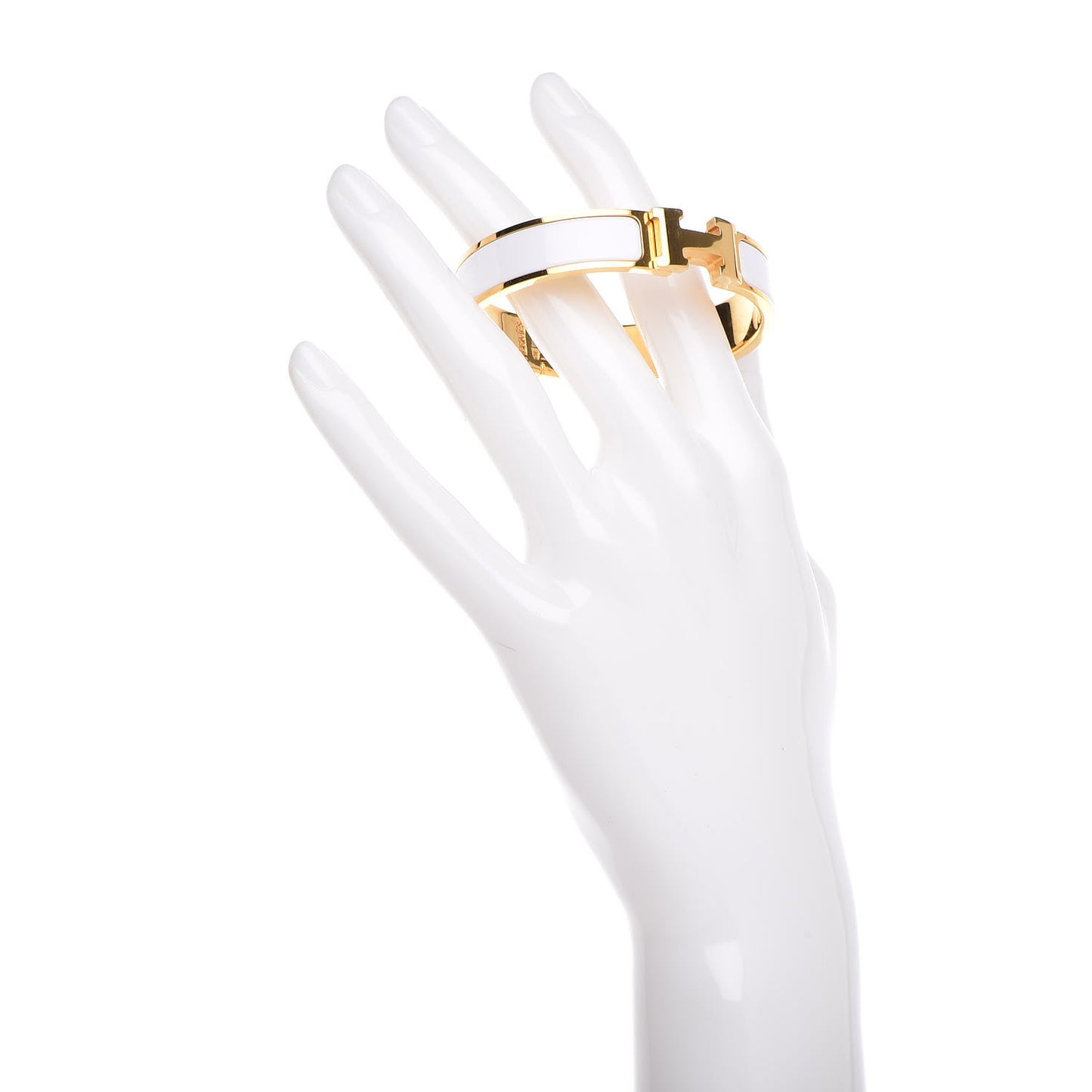 Enamel Narrow Clic Clac H Bracelet PM White
