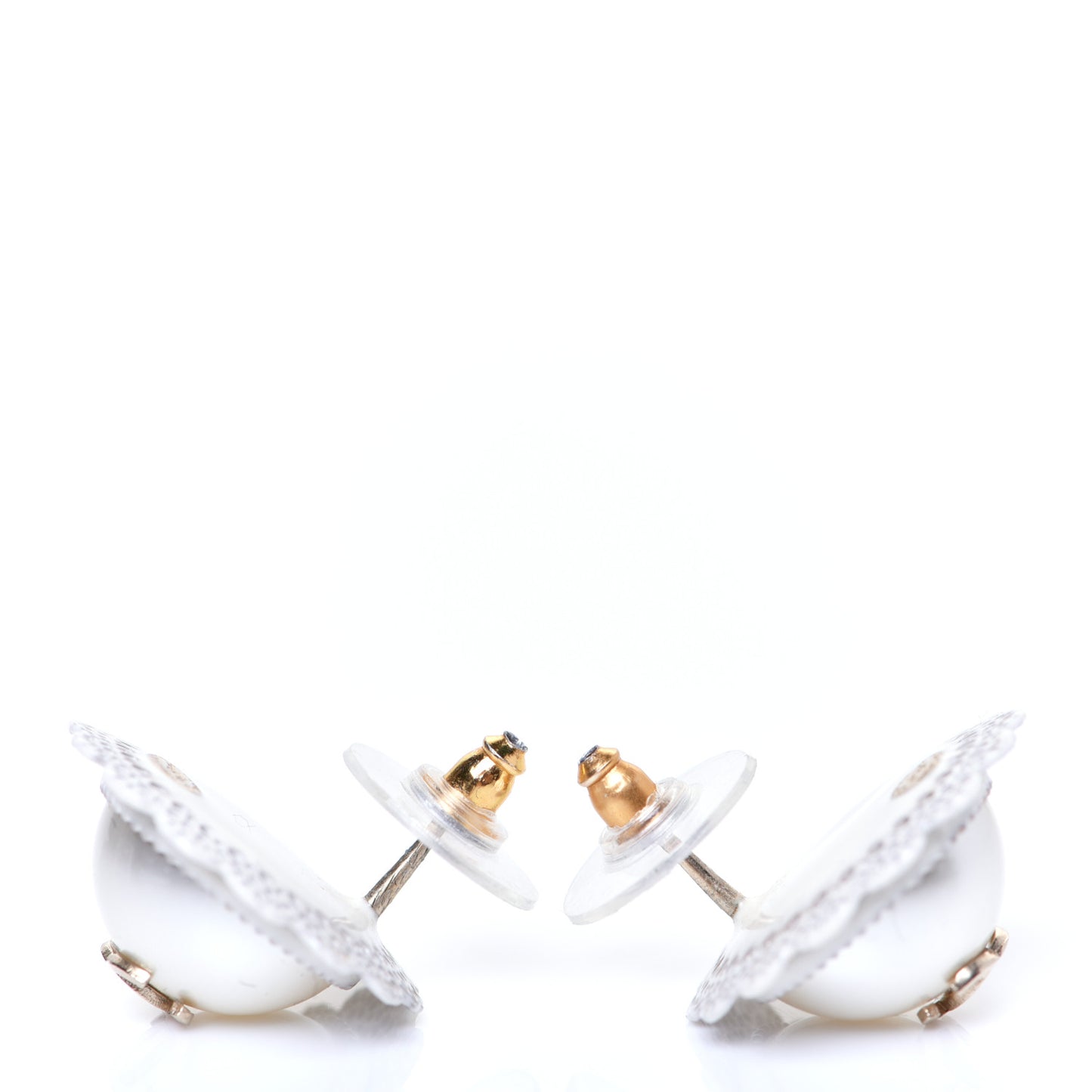 Pearl CC Round Earrings Light Gold