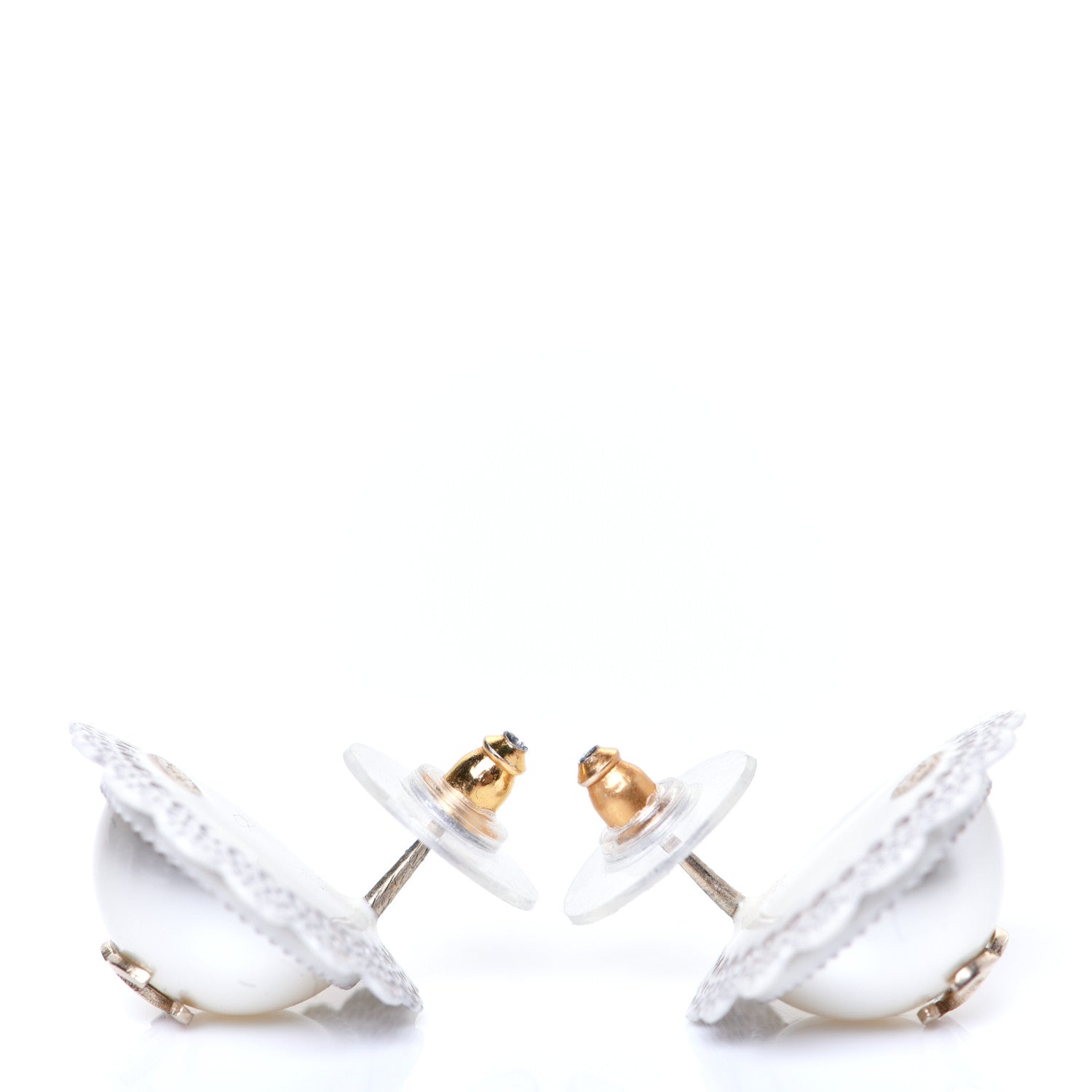 Chanel Pearl CC Round Earrings Light Gold 3 of 4
