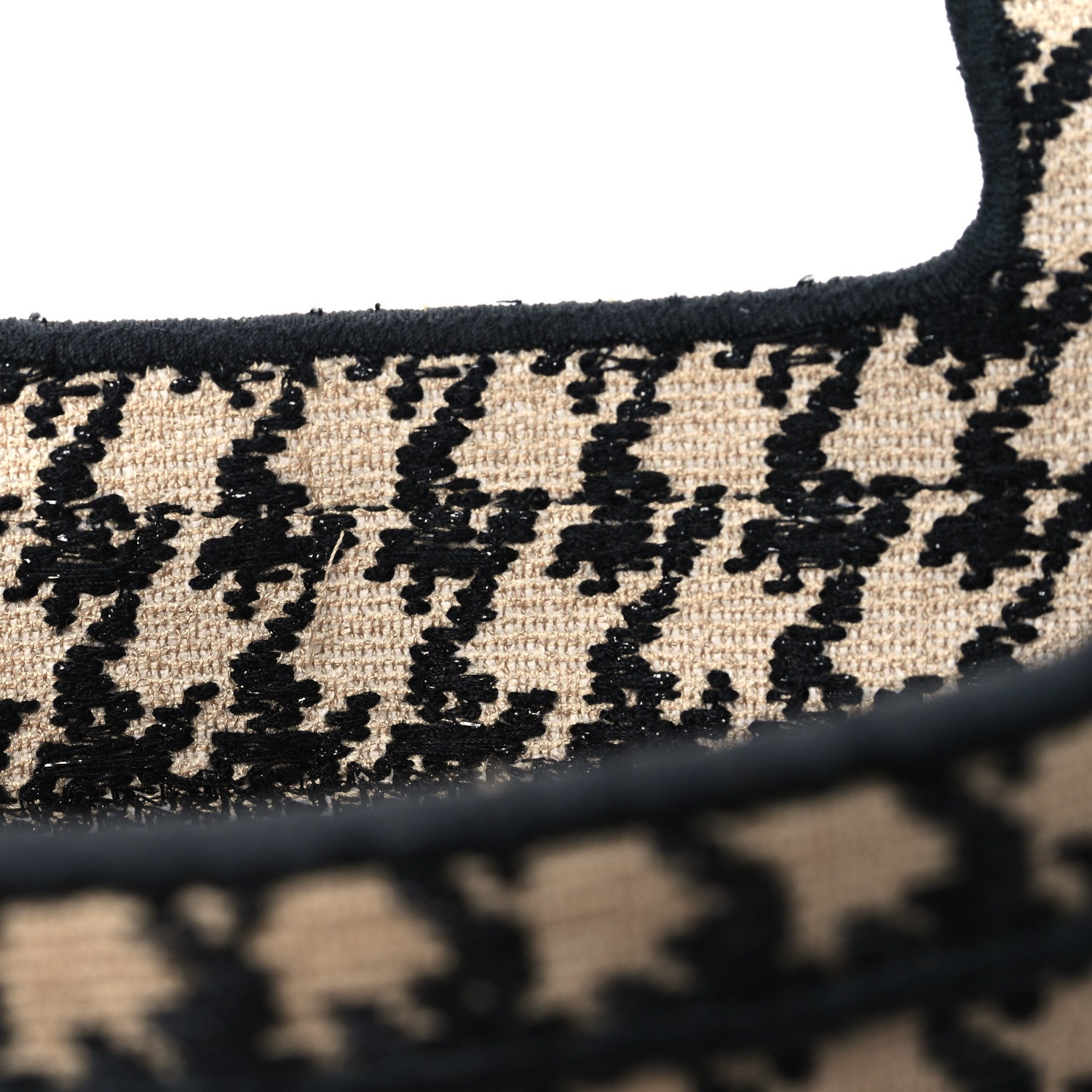 Christian Dior Canvas Houndstooth Embroidered Mini Book Tote Black 14 of 14