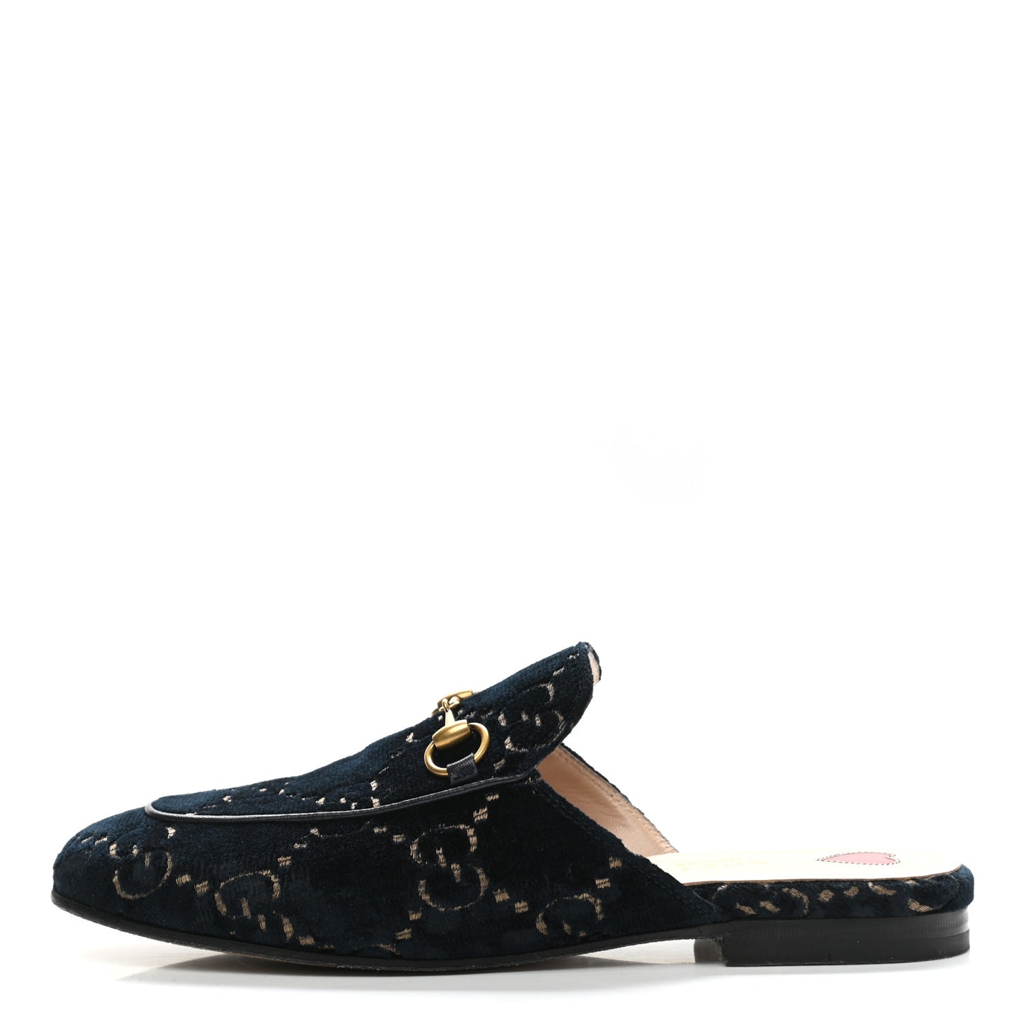 Velvet GG Monogram Womens Princetown Slippers 37 Blue Beige