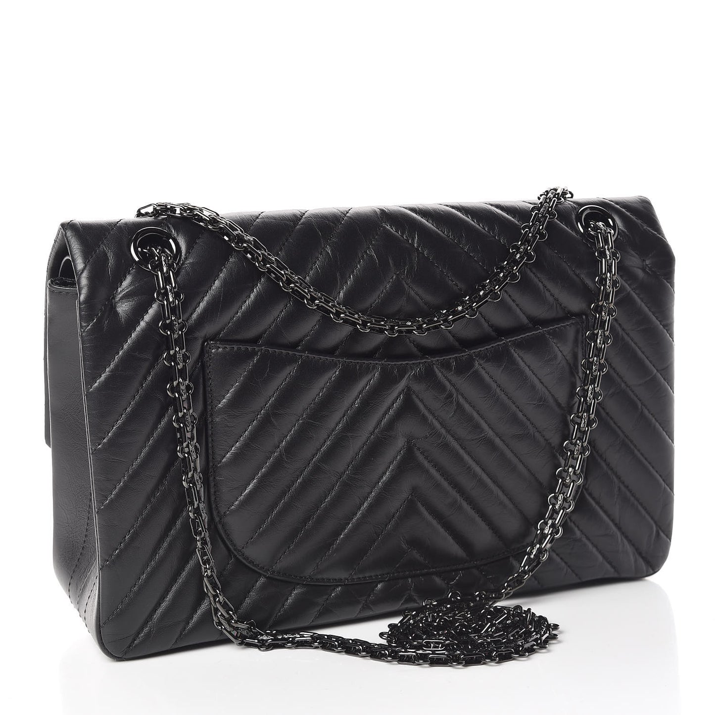 Aged Calfskin Chevron Quilted 2.55 Reissue 226 So Black