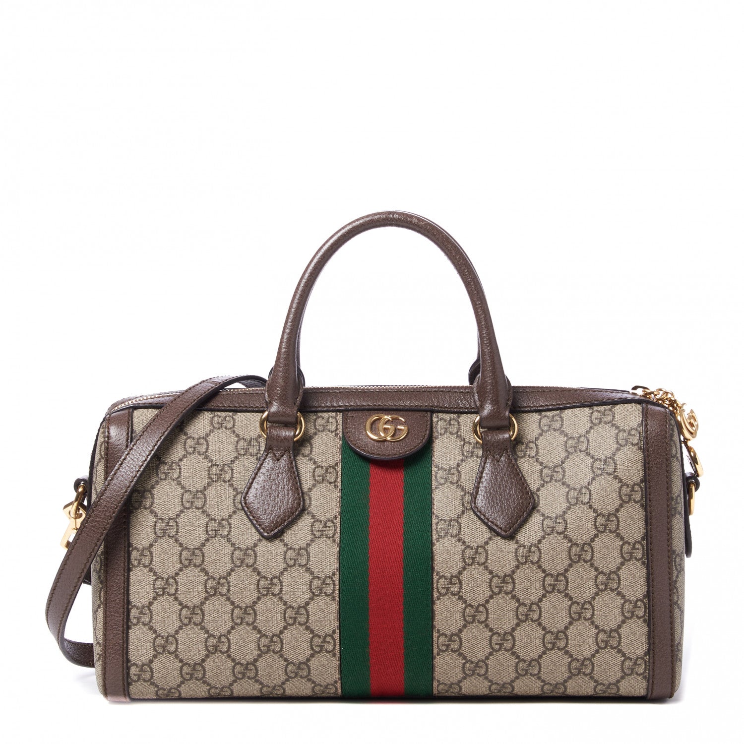 Gucci GG Supreme Monogram Web Medium Ophidia Boston Brown 1 of 8