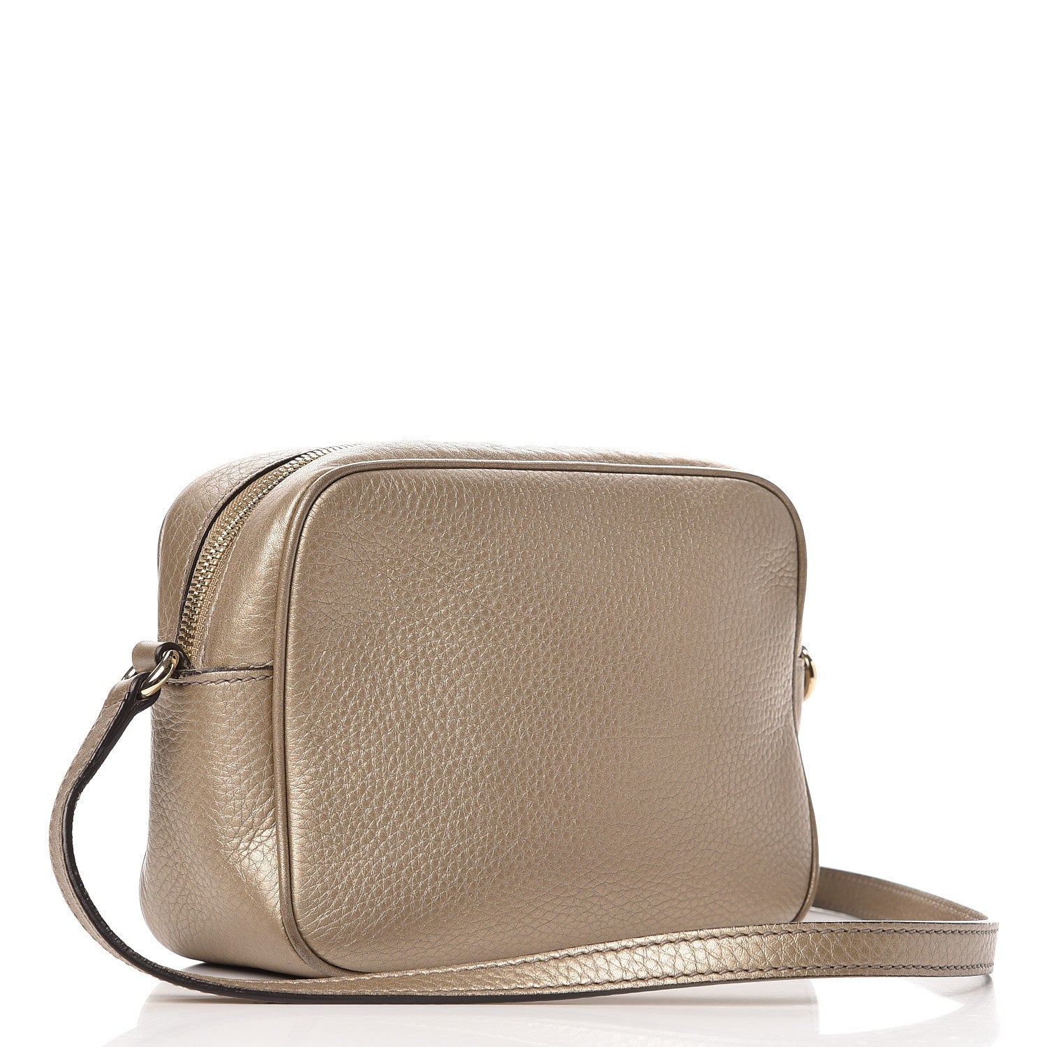 Gucci Metallic Pebbled Calfskin Small Soho Disco Bag Golden Beige 3 of 8