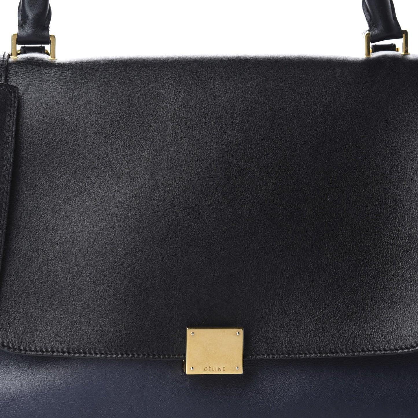 Smooth Calfskin Linen Medium Tri-Color Trapeze Black Navy Blue