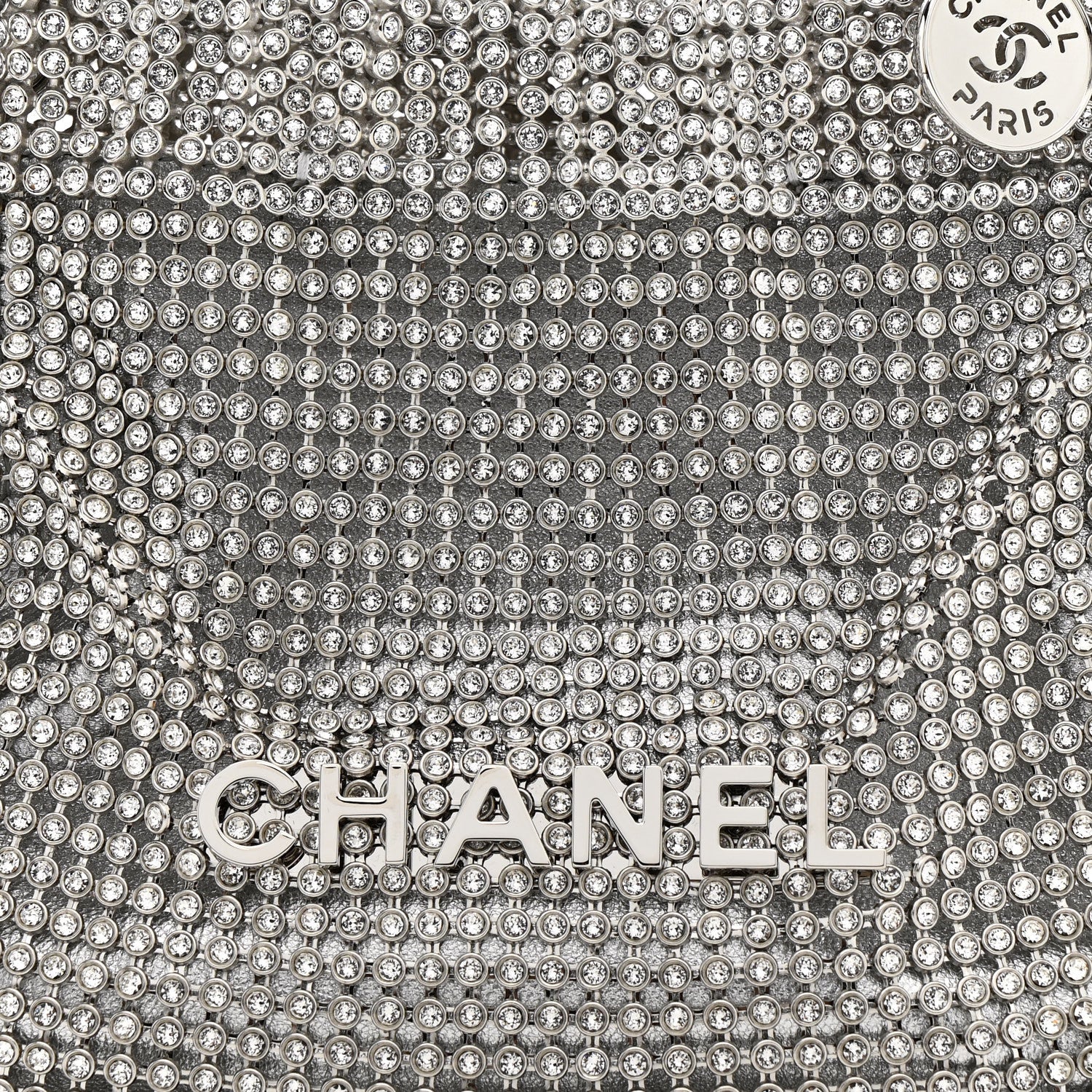 Chanel Crystal Embellished Metallic Lambskin Mini Chanel 22 Silver 7 of 11