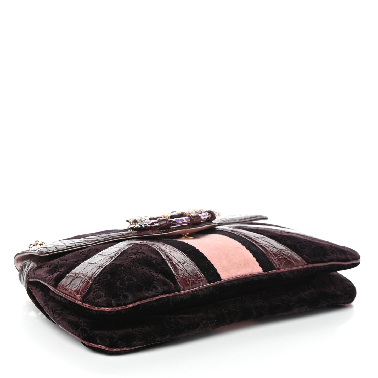 Velvet Monogram Crocodile Tom Ford Jeweled Dragon Shoulder Bag Purple Pink